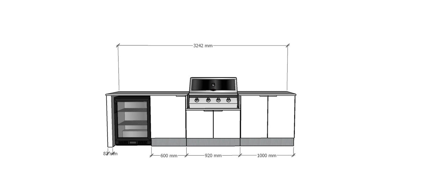 Affordable 3242mm Outdoor Kitchens Package 5, BBQ and Bench top NOT included