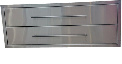 830mm Double Drawers Low Height Marine Grade 316 Stainless Steel Insertable BBQ Cabinet