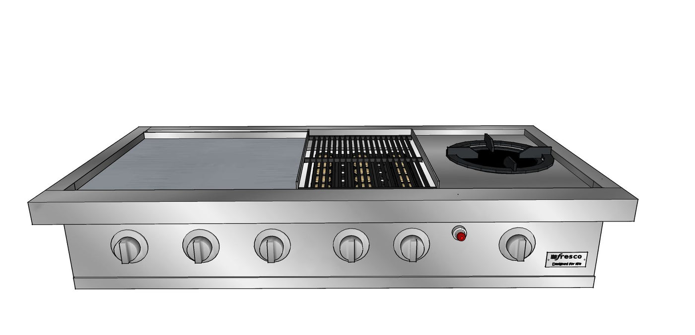 Infresco 1185mm Barbecue - 505mm Hotplate/320mm Grill and 25 Megajoule Wok with flat lids